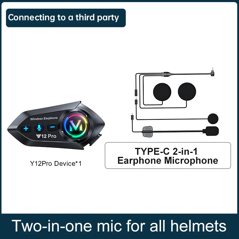 Y12 Pro – Intercom Moto Bluetooth | Appels, Musique & Radio FM