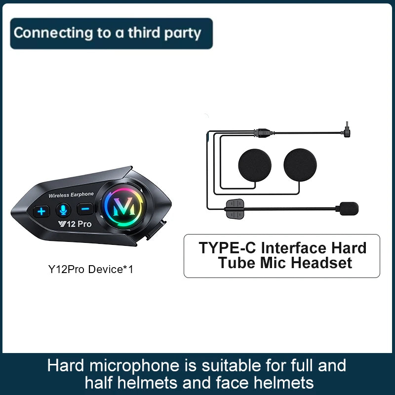 Y12 Pro – Intercom Moto Bluetooth | Appels, Musique & Radio FM