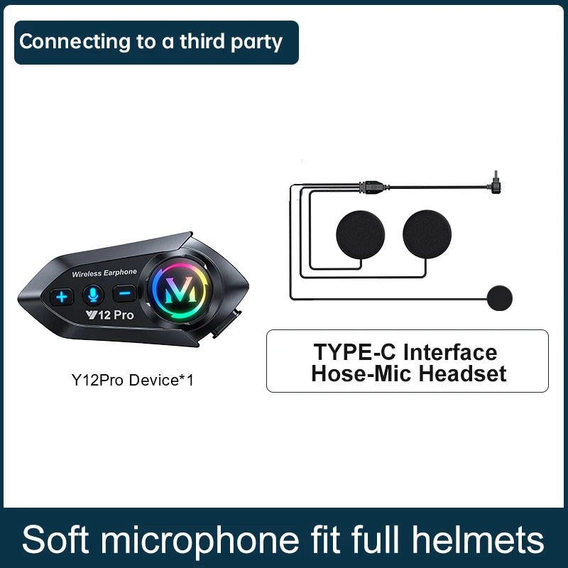 Y12 Pro – Intercom Moto Bluetooth | Appels, Musique & Radio FM
