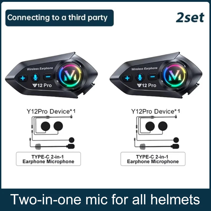 Y12 Pro – Intercom Moto Bluetooth | Appels, Musique & Radio FM